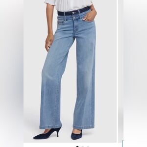 NYDJ High Waisted Wide Leg Contrast Waistband Jeans